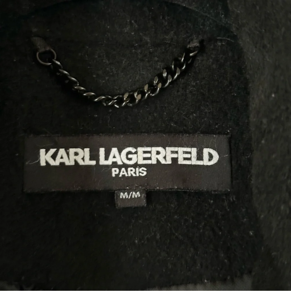 Stunning Karl Lagerfeld Black Double Breasted Wool Cashmere Pea Coat Jacket - Picture 10 of 11